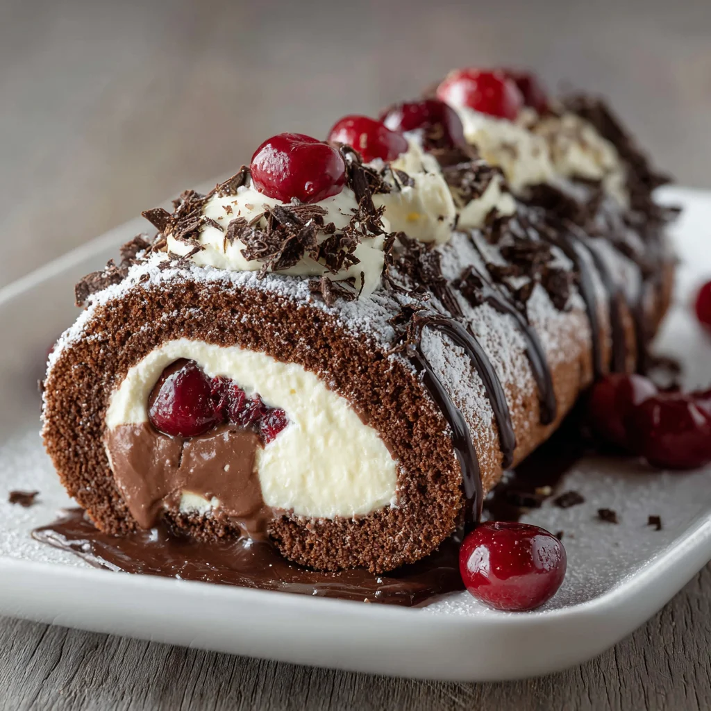 Elegant Black Forest Cake Roll