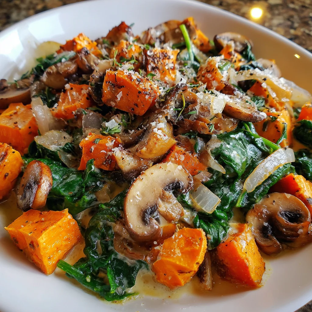 Sweet Potato Heaven Creamy Mushroom & Spinach Delight