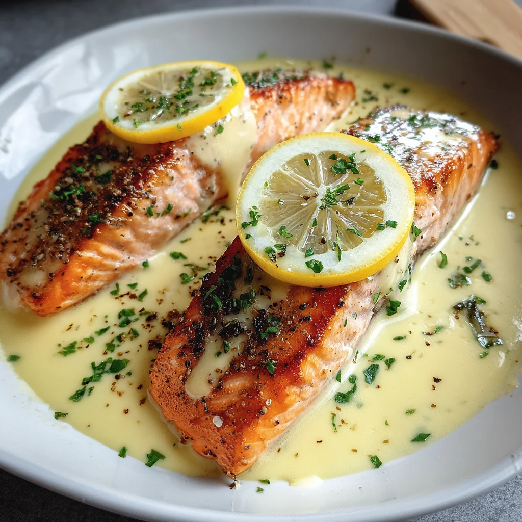 Baked Salmon with Lemon Butter Cream Sauce – Elegant, Easy & Full of Flavor!