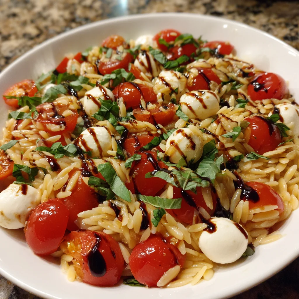Caprese Orzo Salad with Balsamic Glaze | Fresh, Light & Bursting with Flavor!