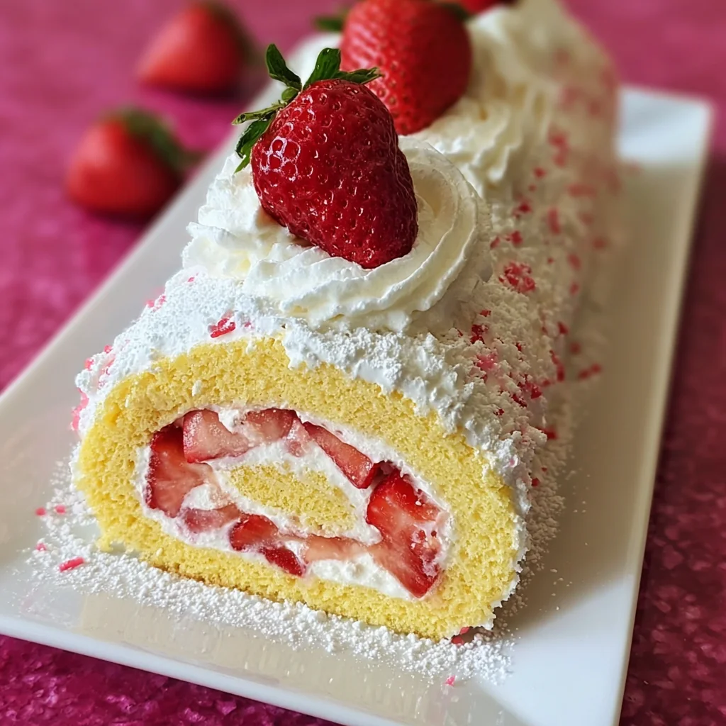 Strawberry Shortcake Swiss Roll Cake