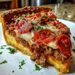 Deep Hamburger Sausage & Pepperoni Pie – The Ultimate Meaty Comfort Food!