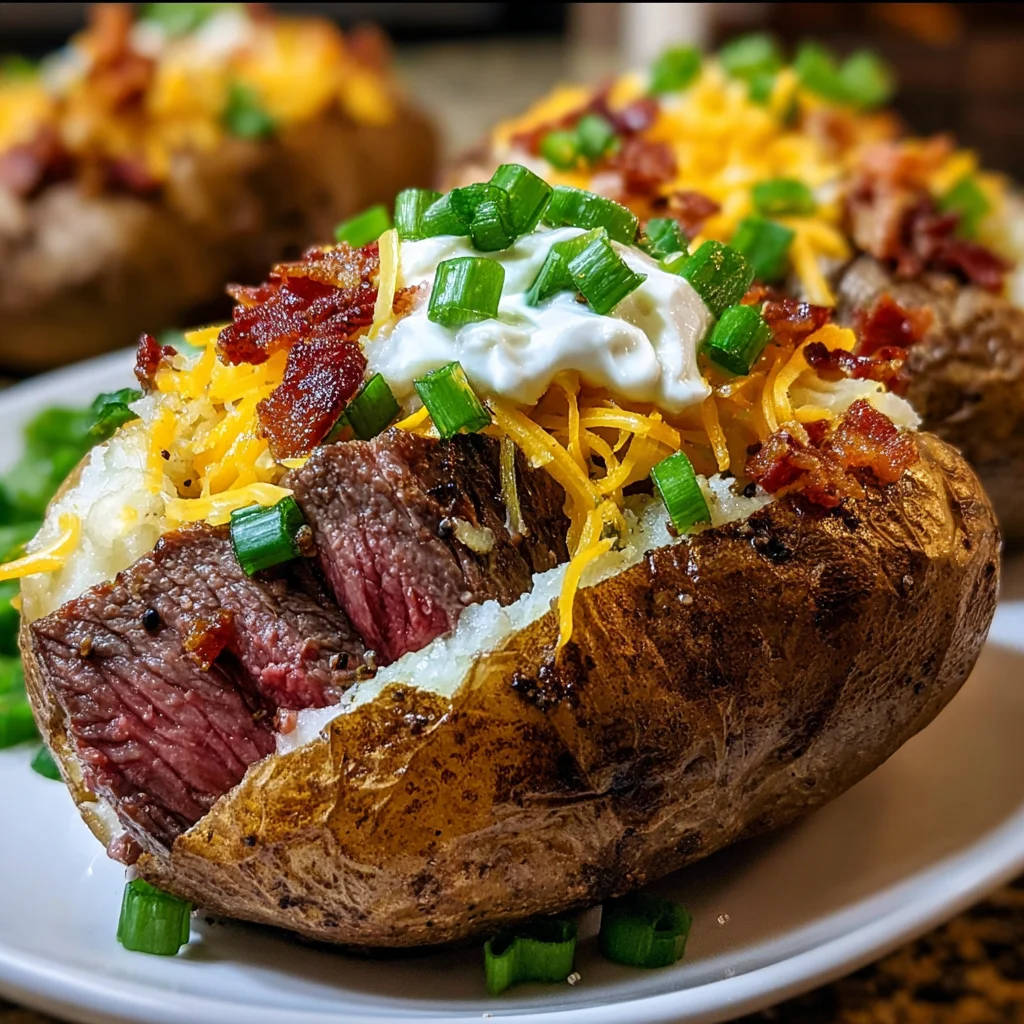 Loaded Baked Potato with Steak | Hearty, Cheesy & Totally Satisfying