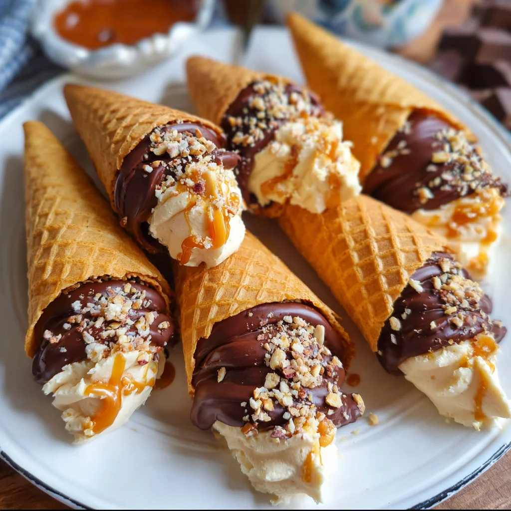 Chocolate Caramel Waffle Cones | Crunchy, Gooey & Completely Craveable