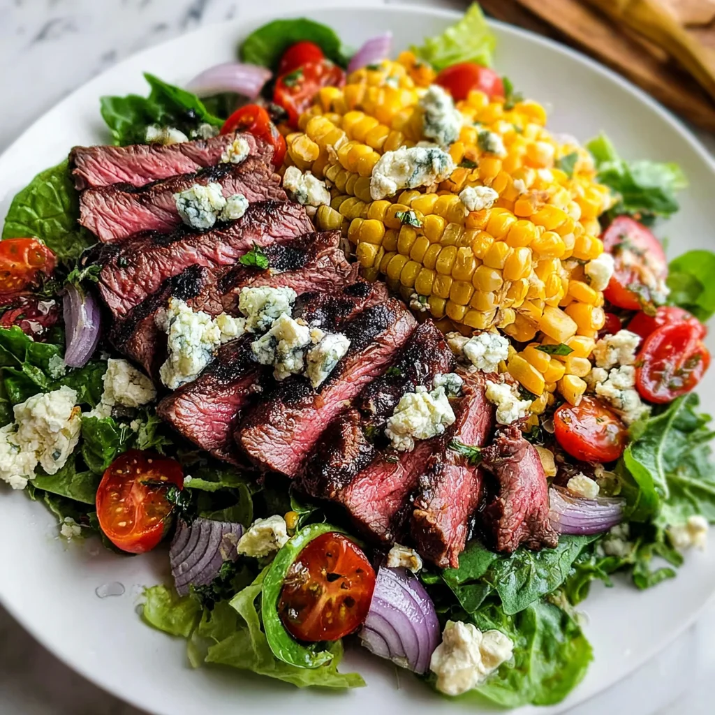 Balsamic Steak Gorgonzola Salad with Grilled Corn | Bold, Fresh & Satisfying