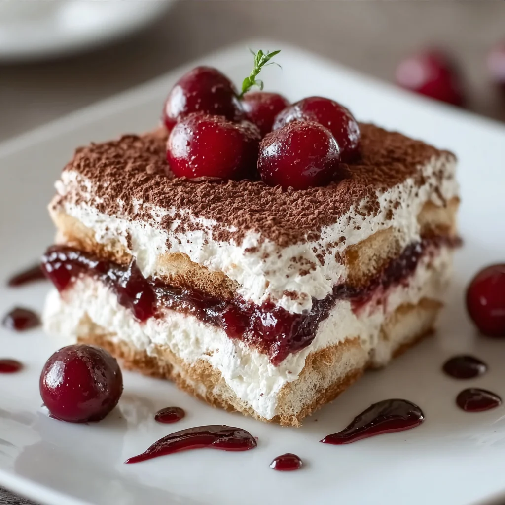 Cherry Amaretto Tiramisu – A boozy, fruity twist on a classic!