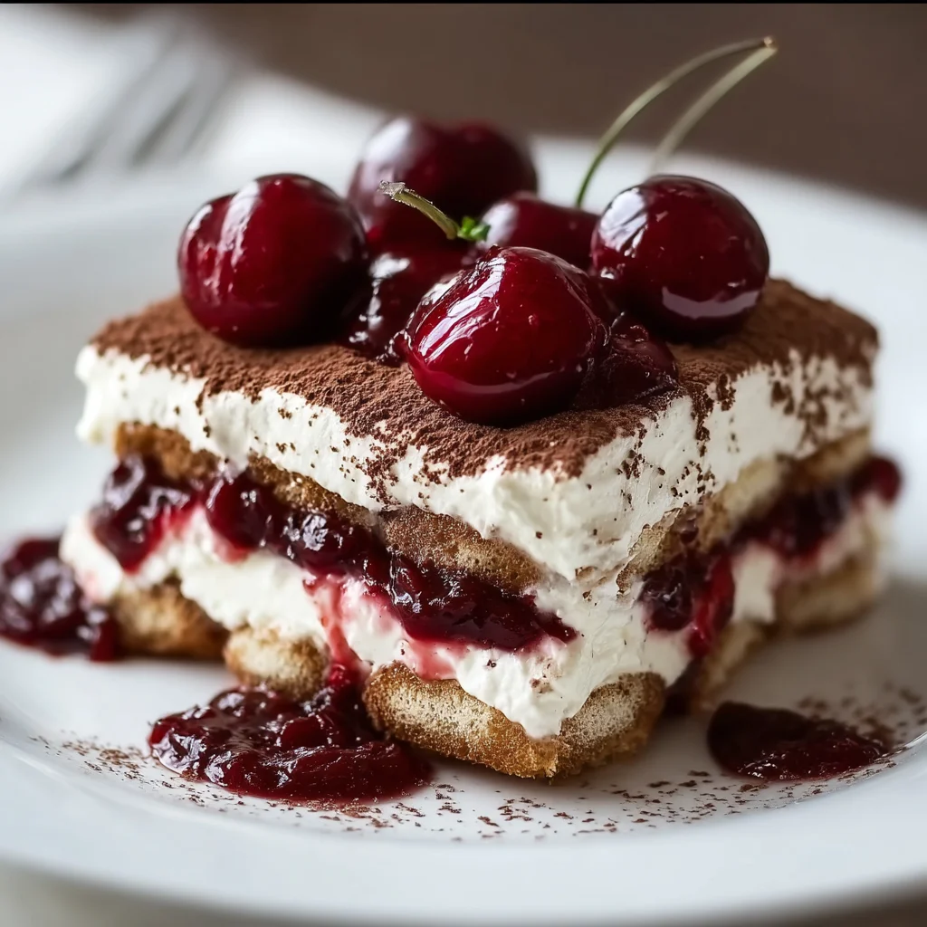 Cherry Amaretto Tiramisu – A boozy, fruity twist on a classic!