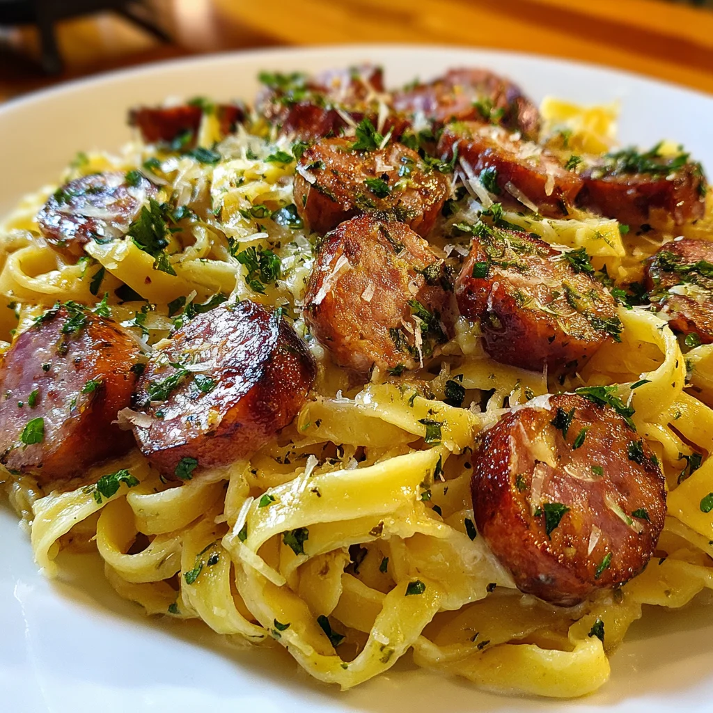 Garlic Butter Sausage Parmesan Pasta – Rich, Cheesy & Irresistible!