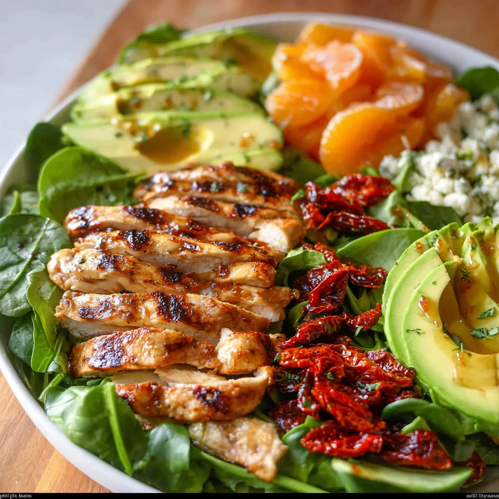 Grilled Chicken Sun-Dried Tomato & Avocado Spinach Salad – Your New Go-To Healthy Meal!