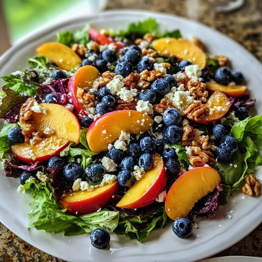 Blueberry Peach Feta Salad – Sweet, Salty & Summery!