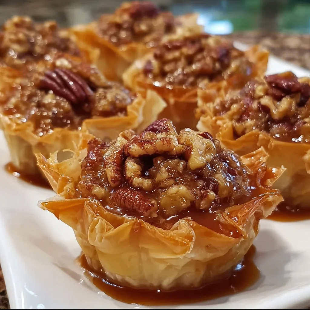 Irresistible Pecan Caramel Baklava Cups | Mini, Buttery & Loaded with Crunch
