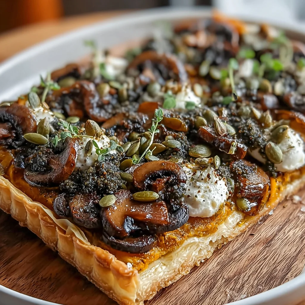 Pumpkin Sage & Mushroom Tart – Savory, Elegant & Perfect for Fall!