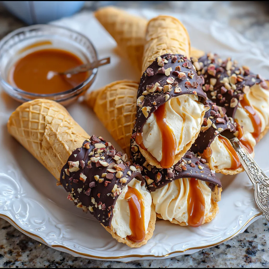Chocolate Caramel Waffle Cones | Crunchy, Gooey & Completely Craveable