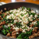 Ground Beef & Spinach Skillet with Feta – A 20-Minute Mediterranean Feast!