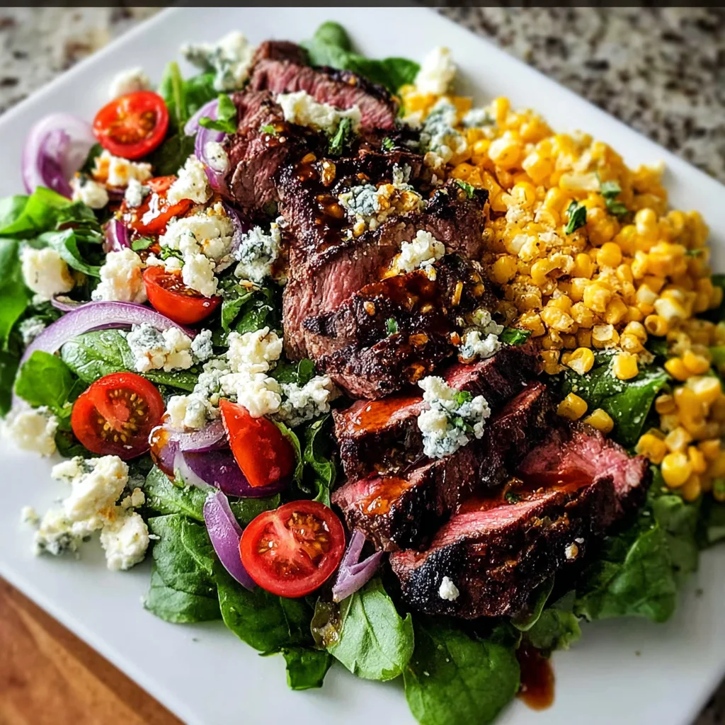 Balsamic Steak Gorgonzola Salad with Grilled Corn | Bold, Fresh & Satisfying