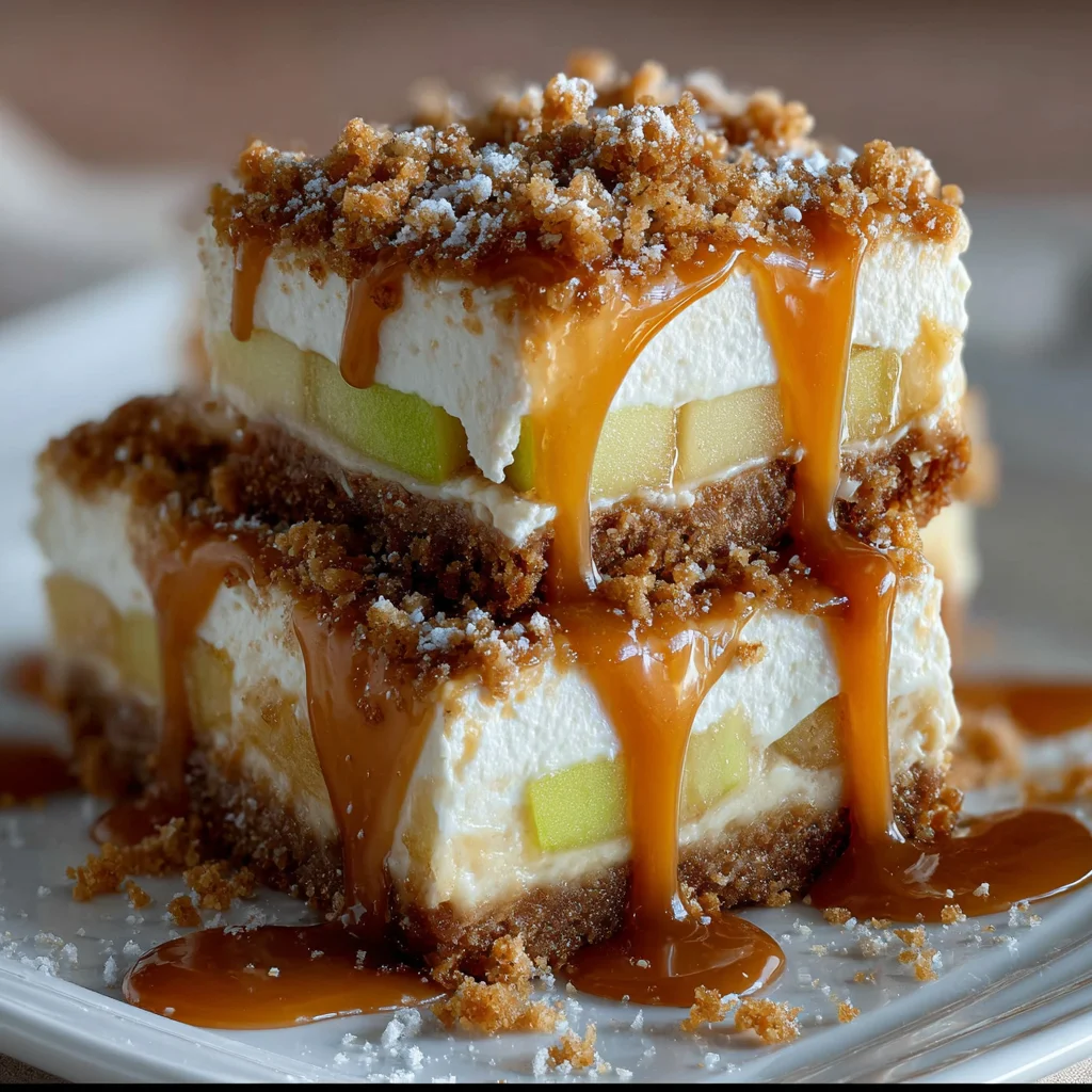 Frozen Caramel Apple Cream Bars | Cool, Creamy & Caramel-Drizzled Delight