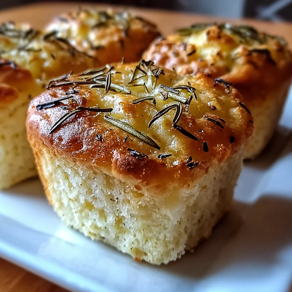 Easy Garlic Rosemary Focaccia Muffins – Savory, Soft & Perfect for Dipping!