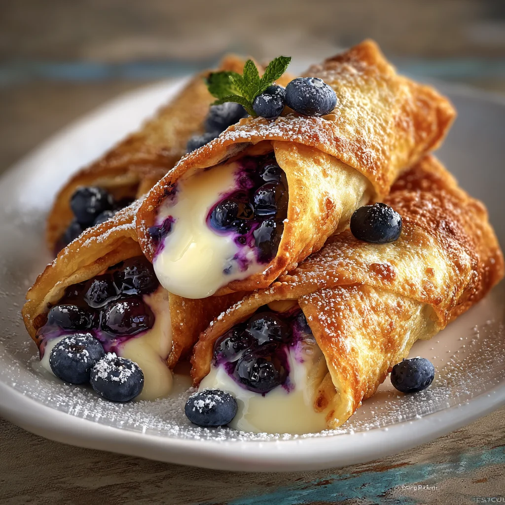 Blueberry Cream Cheese Egg Rolls | Crispy, Creamy & Berry-Licious!
