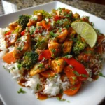 Sweet Chili Chicken Bowl with Coconut Lime Drizzle | Fresh, Spicy & Tropical-Inspired