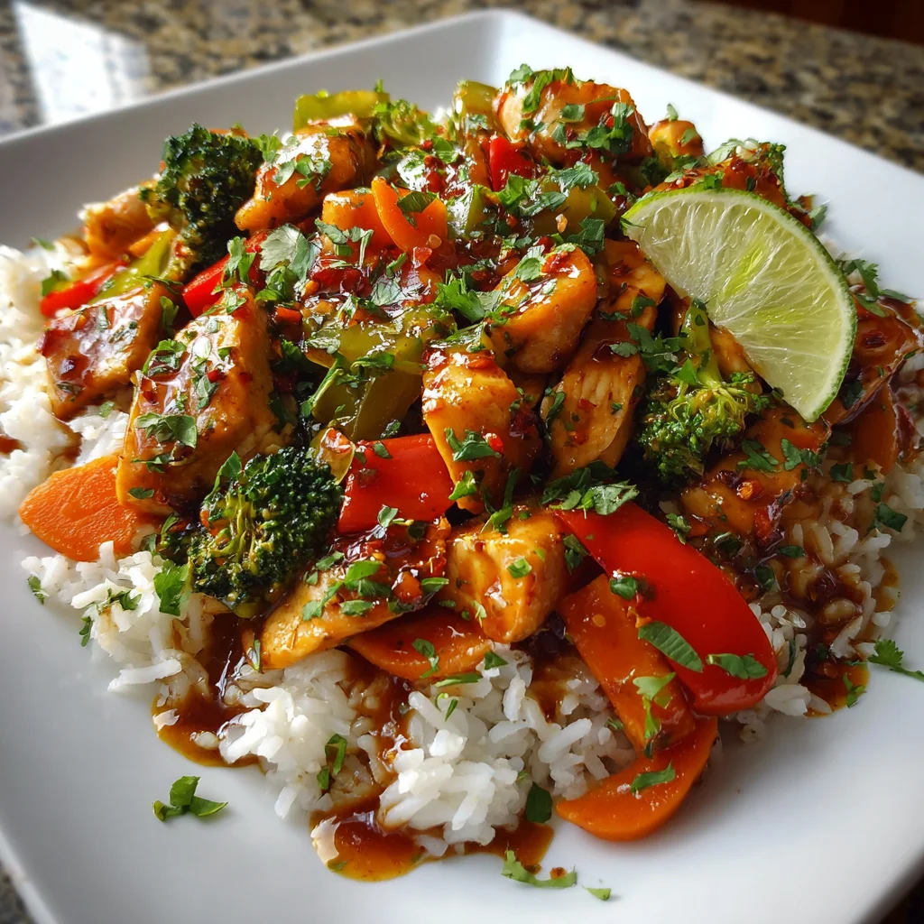 Sweet Chili Chicken Bowl with Coconut Lime Drizzle | Fresh, Spicy & Tropical-Inspired