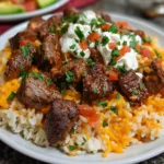 Cheesy Steak & Queso Rice – The Ultimate Comfort Food Mashup!