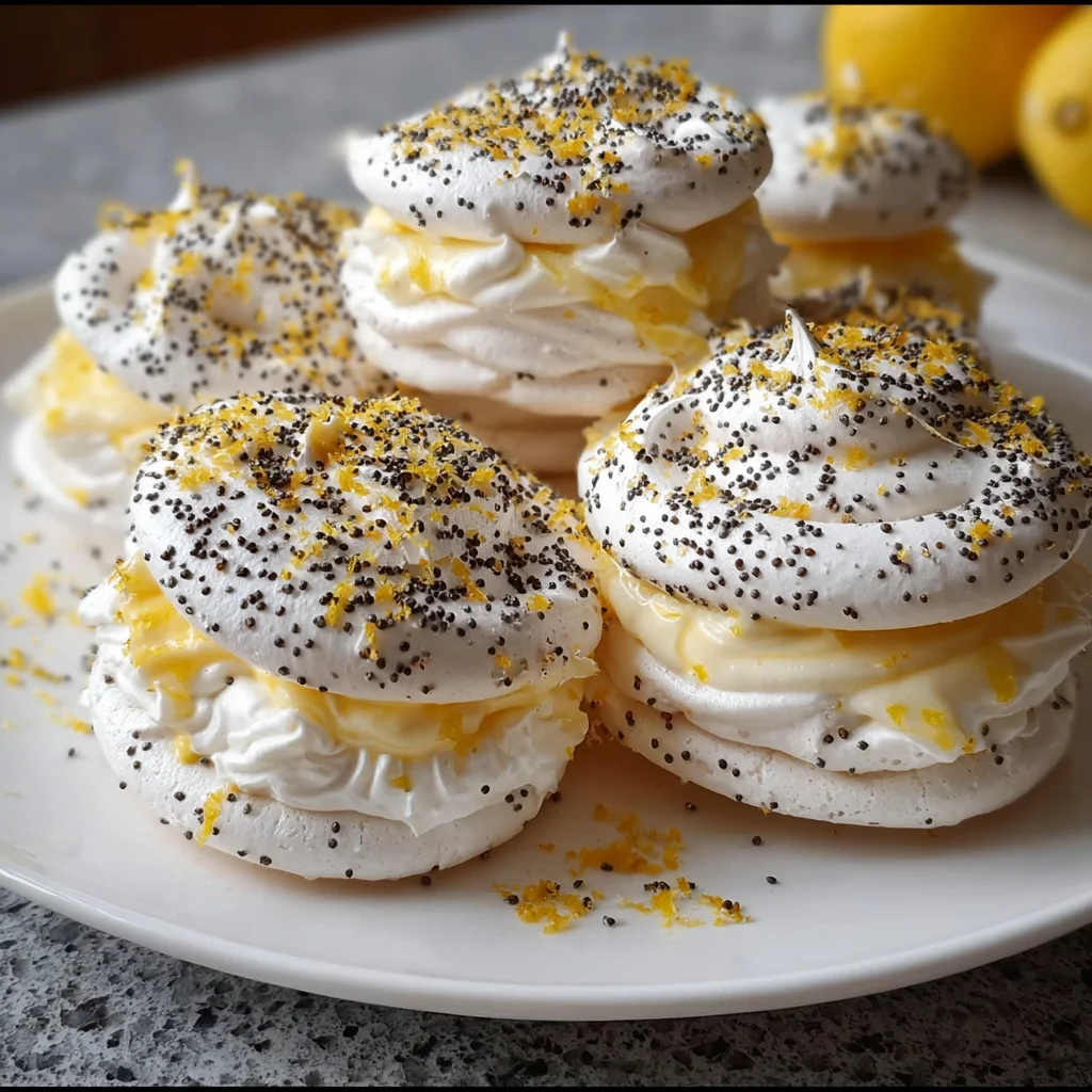 Lemon & Poppy Seed Meringue Sandwiches | Light, Zesty & Beautifully Delicate