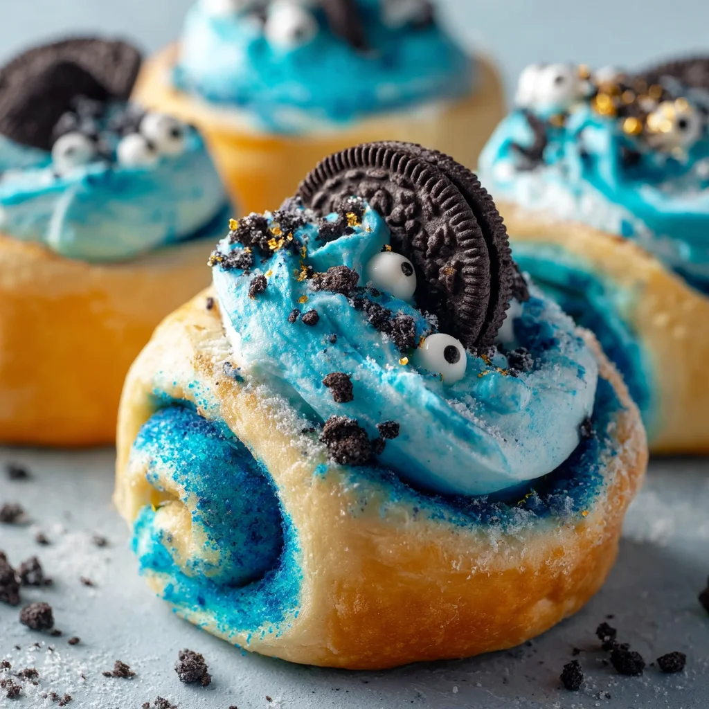 Easy Cookie Monster Cinnamon Rolls – Fluffy, Blue & Loaded with Cookie Goodness!