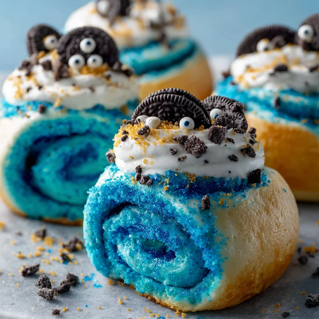 Easy Cookie Monster Cinnamon Rolls – Fluffy, Blue & Loaded with Cookie Goodness!