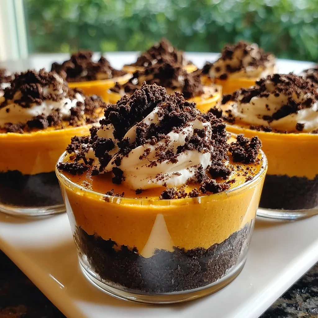 No-Bake Oreo Pumpkin Cheesecake Cups – Creamy, Spiced & Perfect for Fall!
