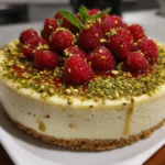 Pistachio Raspberry Cheesecake – Creamy, Nutty & Berry-Perfect!