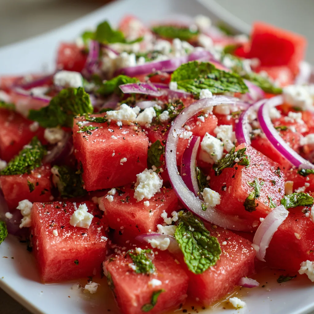 Watermelon Feta Mint Salad – Sweet, Salty & So Refreshing!