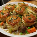 Beef and Herbed Biscuit Pot Pie – Comfort Food Heaven in a Skillet!