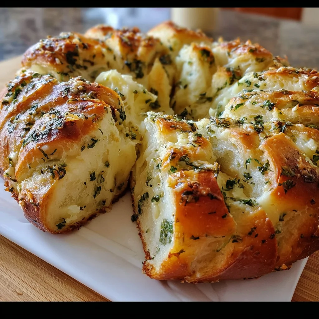 Swirled Garlic Herb & Cheese Bread – Pull-Apart Perfection!