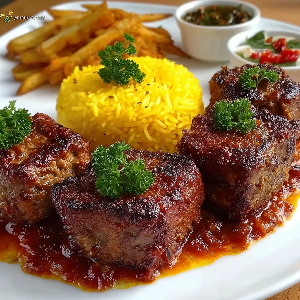 Persian Koofteh Kebab in Tomato Sauce with Golden Kateh Rice – A Taste of Authentic Persian Comfort!