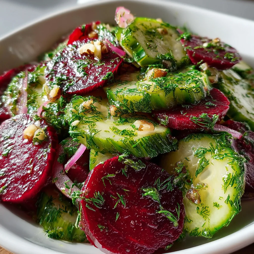 Crisp Cucumber & Beetroot Salad with Herb Dressing – A Rainbow on Your Plate!
