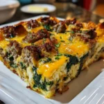 Sausage and Spinach Breakfast Casserole – Hearty, Cheesy & Perfect for Crowds!