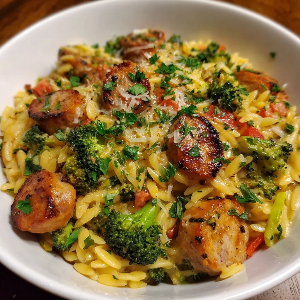 Chicken Sausage Broccoli Orzo: A Quick, Tasty Meal!