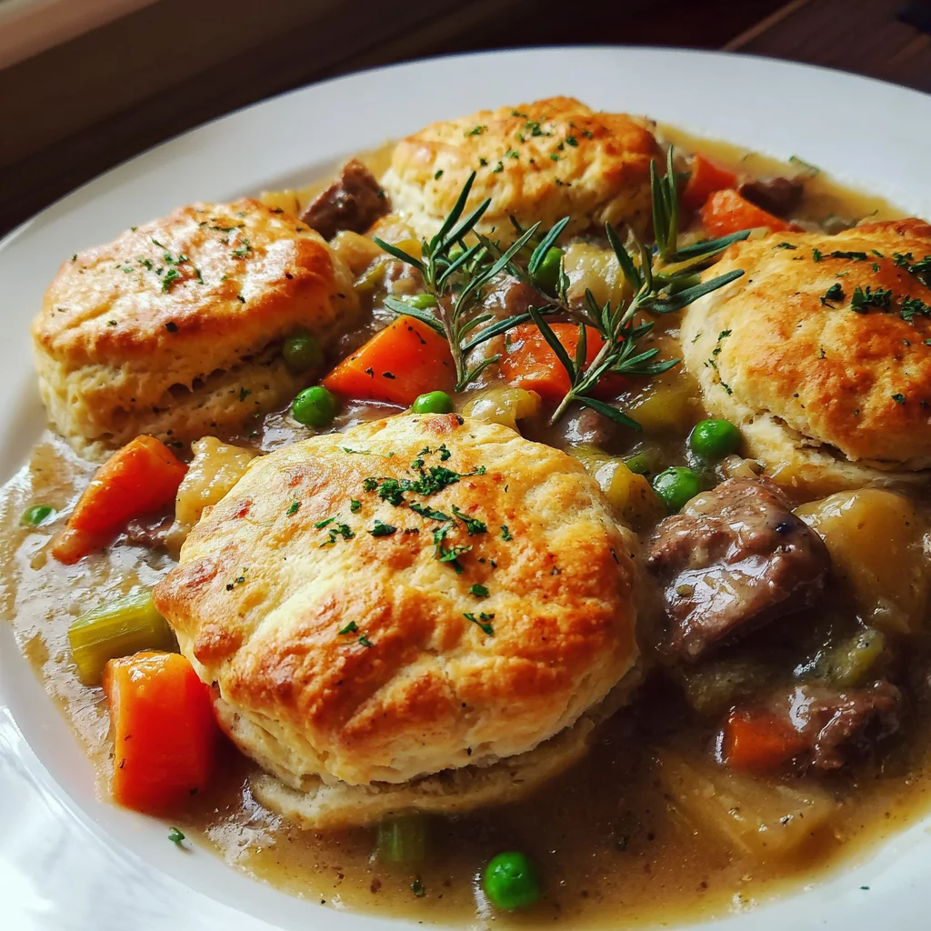 Beef and Herbed Biscuit Pot Pie – Comfort Food Heaven in a Skillet! 