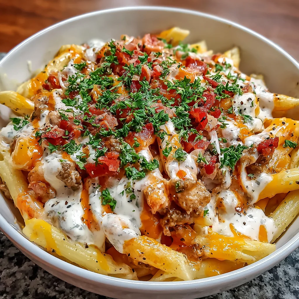 Loaded Bacon Cheeseburger Alfredo – Creamy, Cheesy & Packed with Flavor!