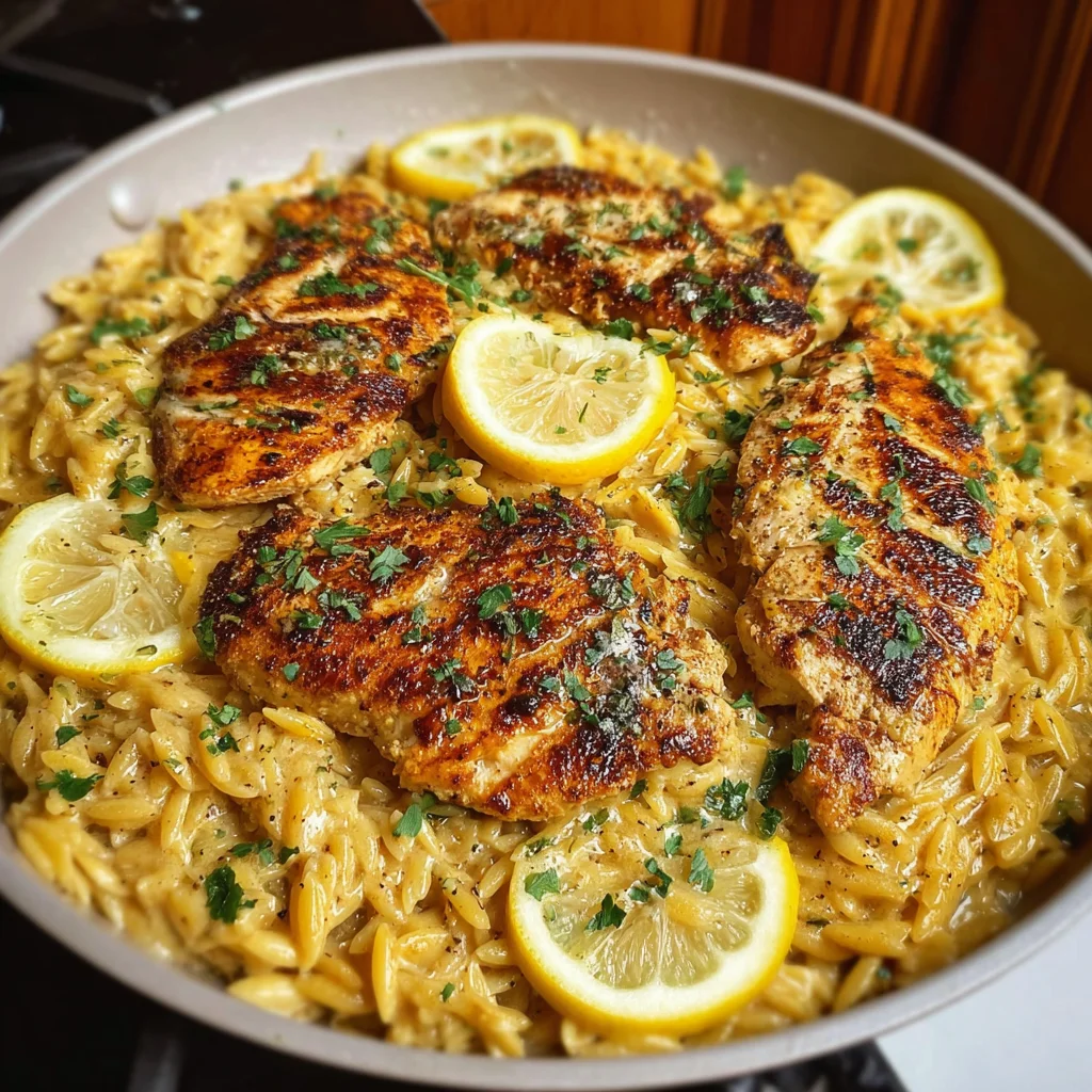 One-Skillet Creamy Lemon Chicken Orzo – Bright, Comforting & Done in 30 Minutes!