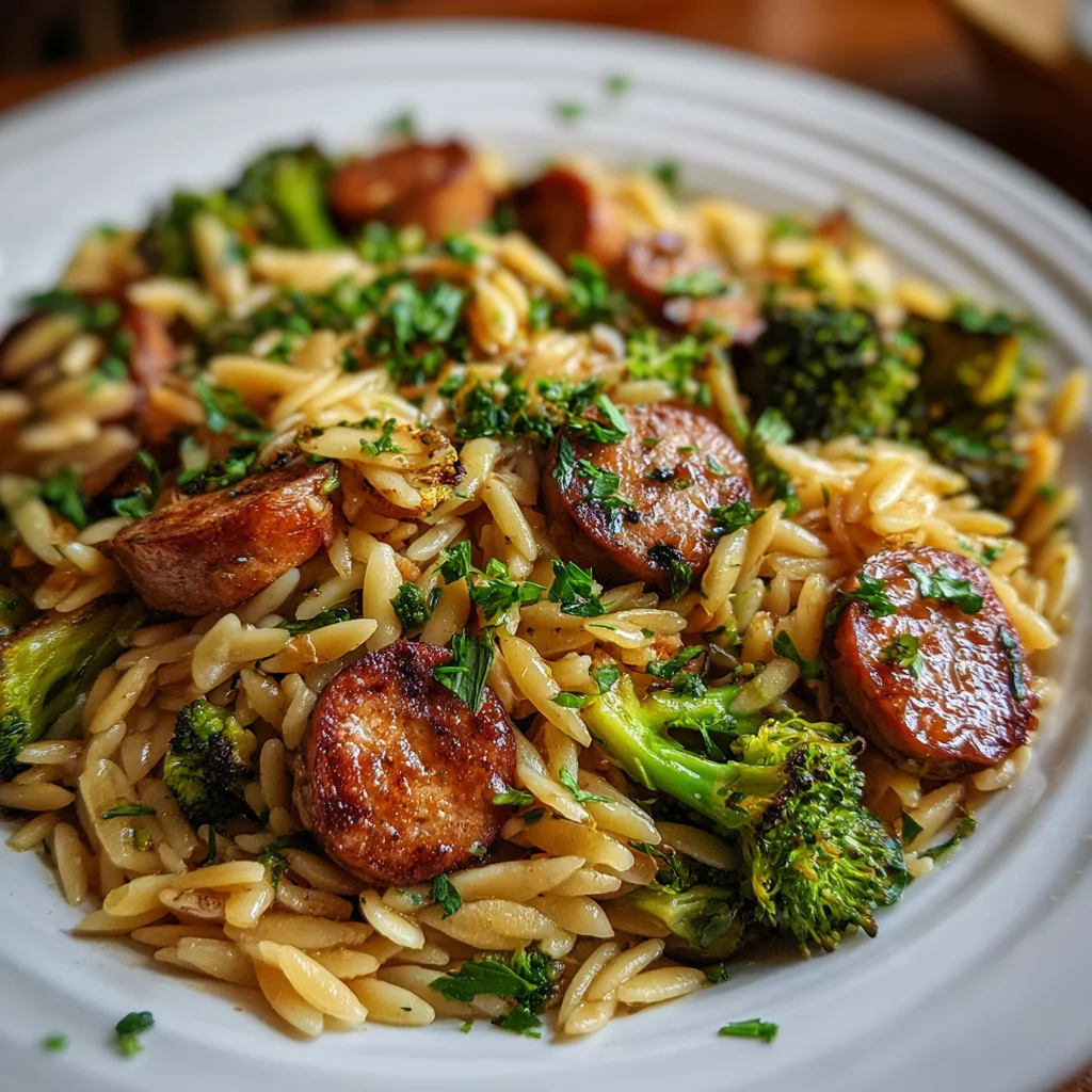 Chicken Sausage Broccoli Orzo: A Quick, Tasty Meal!