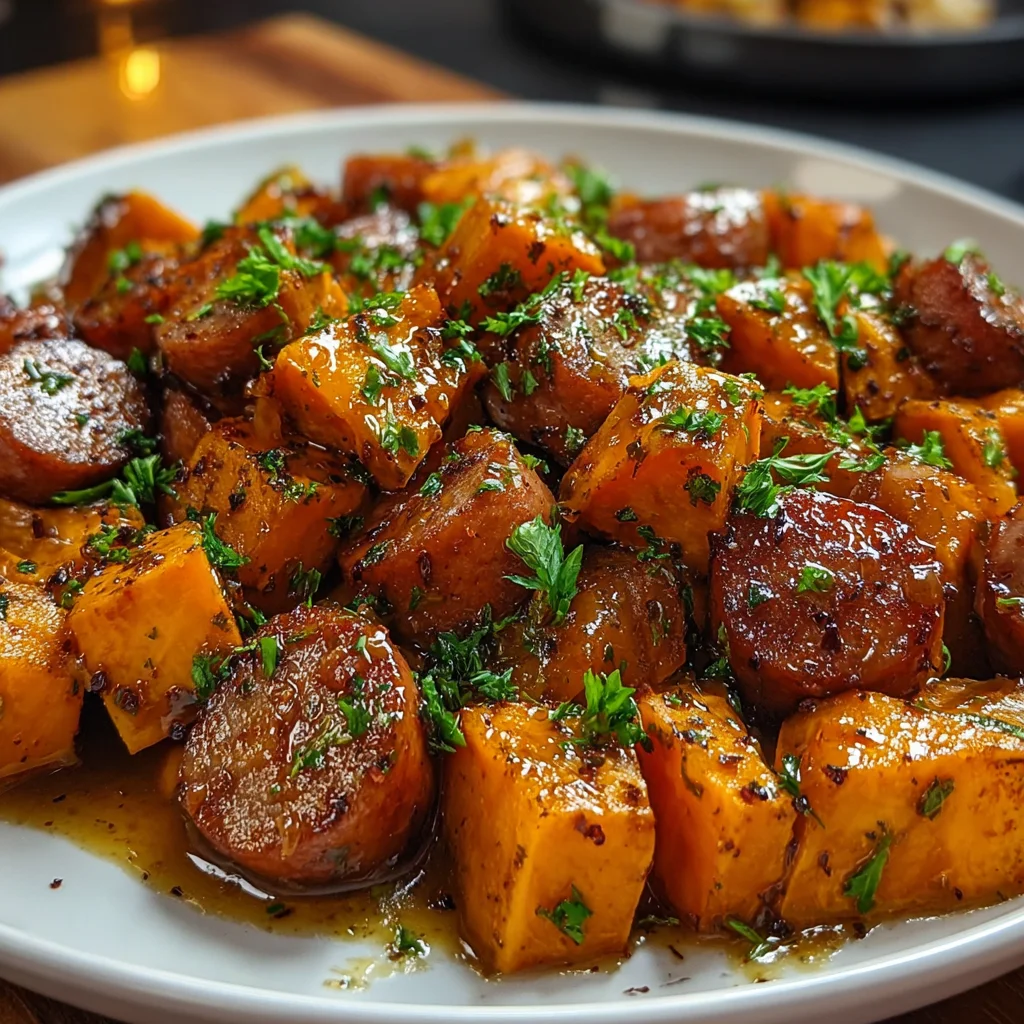 Sausage & Sweet Potatoes with Honey Garlic Sauce – A Sweet & Savory One-Pan Wonder!