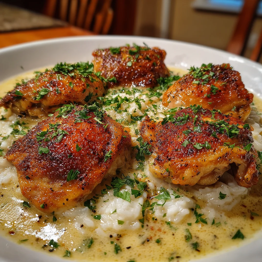 Smothered Chicken and Rice – Creamy, Hearty & Full of Comfort!