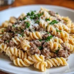 Beef and Rotini in Garlic Parmesan Sauce – Hearty, Cheesy & So Satisfying!