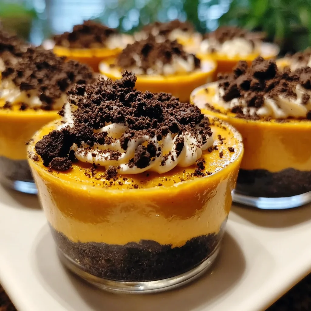 No-Bake Oreo Pumpkin Cheesecake Cups – Creamy, Spiced & Perfect for Fall! 
