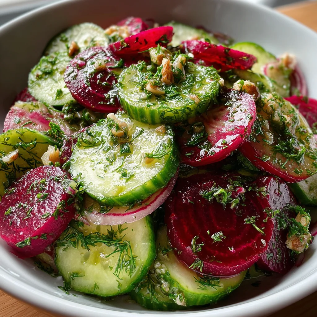 Crisp Cucumber & Beetroot Salad with Herb Dressing – A Rainbow on Your Plate!