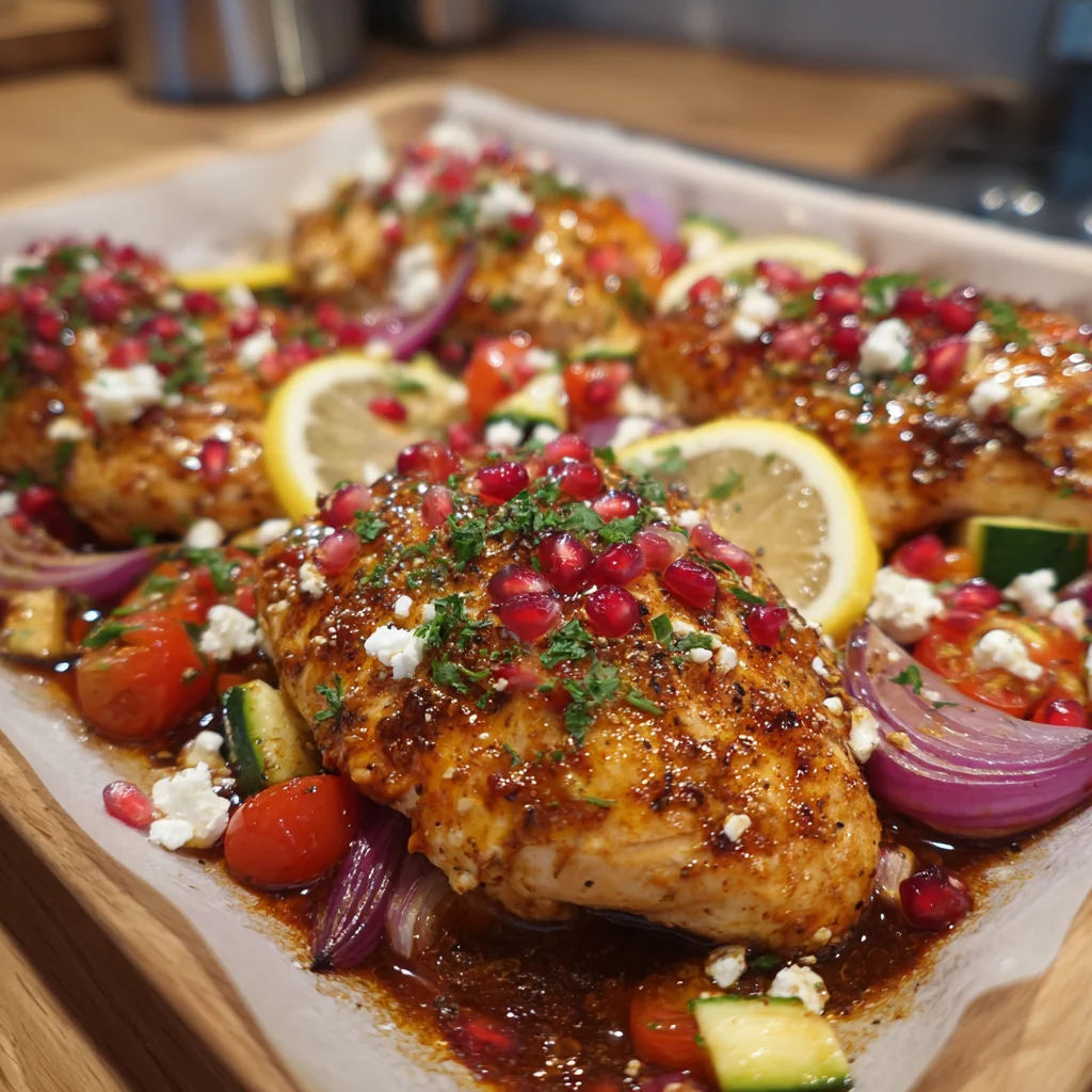 One-Pan Chicken Feta Pomegranate – A Vibrant, Flavor-Packed Feast!