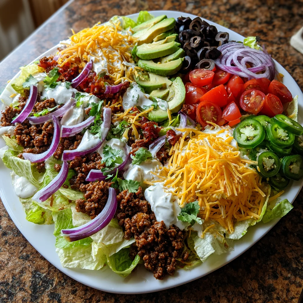 Taco Wedge Salad – Crunchy, Zesty & Loaded with Flavor!