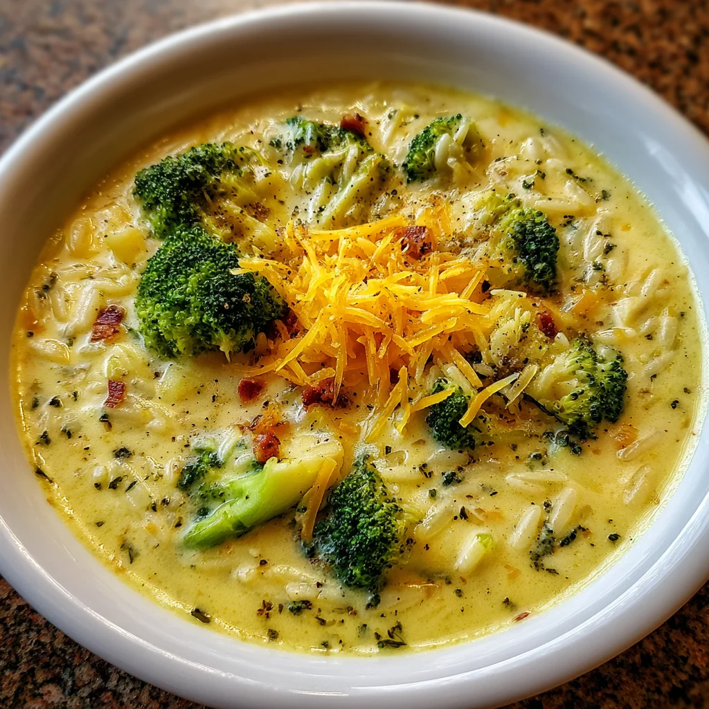Broccoli Cheddar Orzo Soup – Creamy, Cheesy & Comfort in a Bowl!