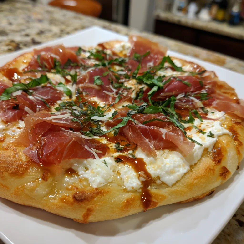 White Pizza with Prosciutto – Crispy, Creamy & Elegantly Savory!